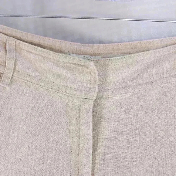 J. Jill Size 14 100% Linen cream wide leg color cuffed pants - Picture 5 of 13